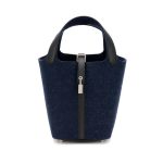 Hermès Bleu Nuit Feutre Wool and Black Swift Picotin Lock 18 PM Palladium Hardware